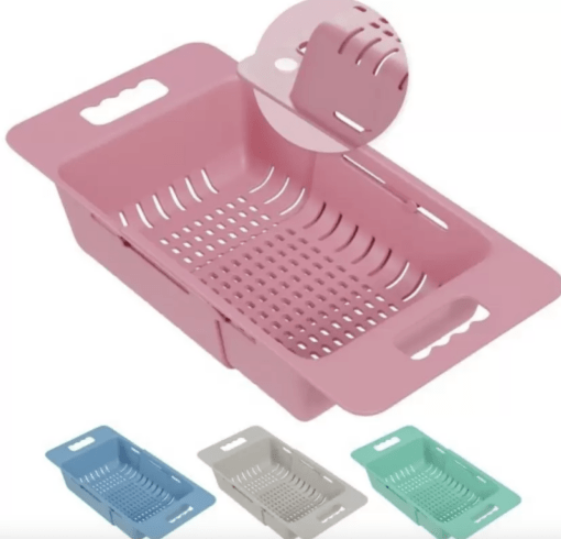 Myraa Plastic Extendable Over the Sink Strainer Plastic Basket | Kitchen Dish Drainer Storage Basket  (Pack of 1)